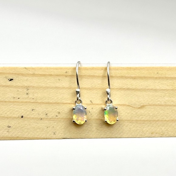 Faceted‎ Ethiopian Opal Sterling Silver Earrings